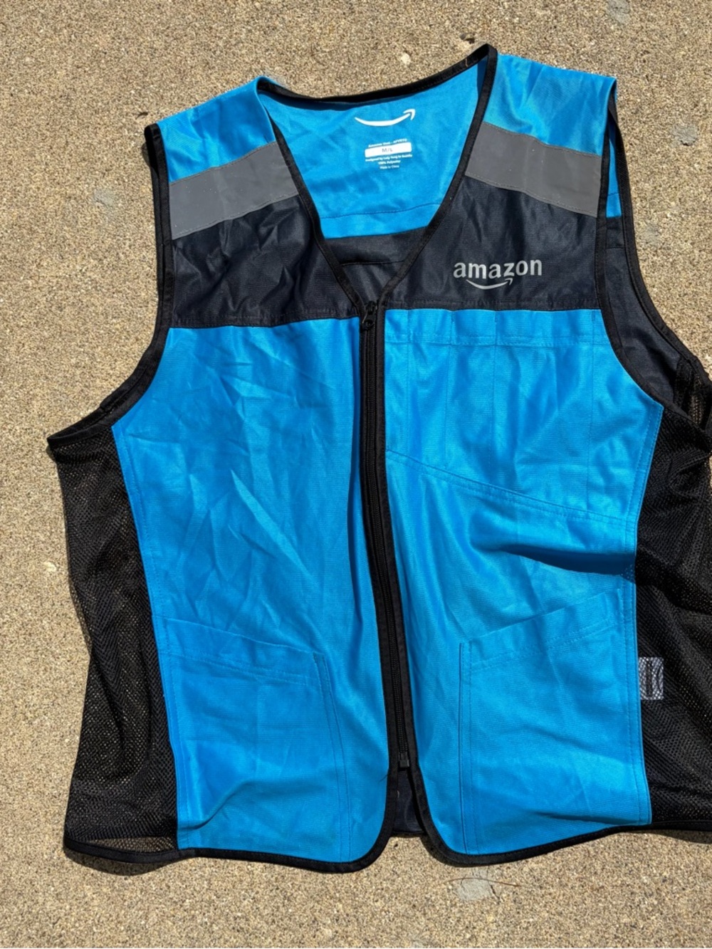 Amazon Blue High Visibility Flex Vest Sleeveless Zip Up Size M/L